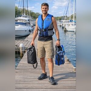 Fluide Blue and Gray Men's Swim Vest
